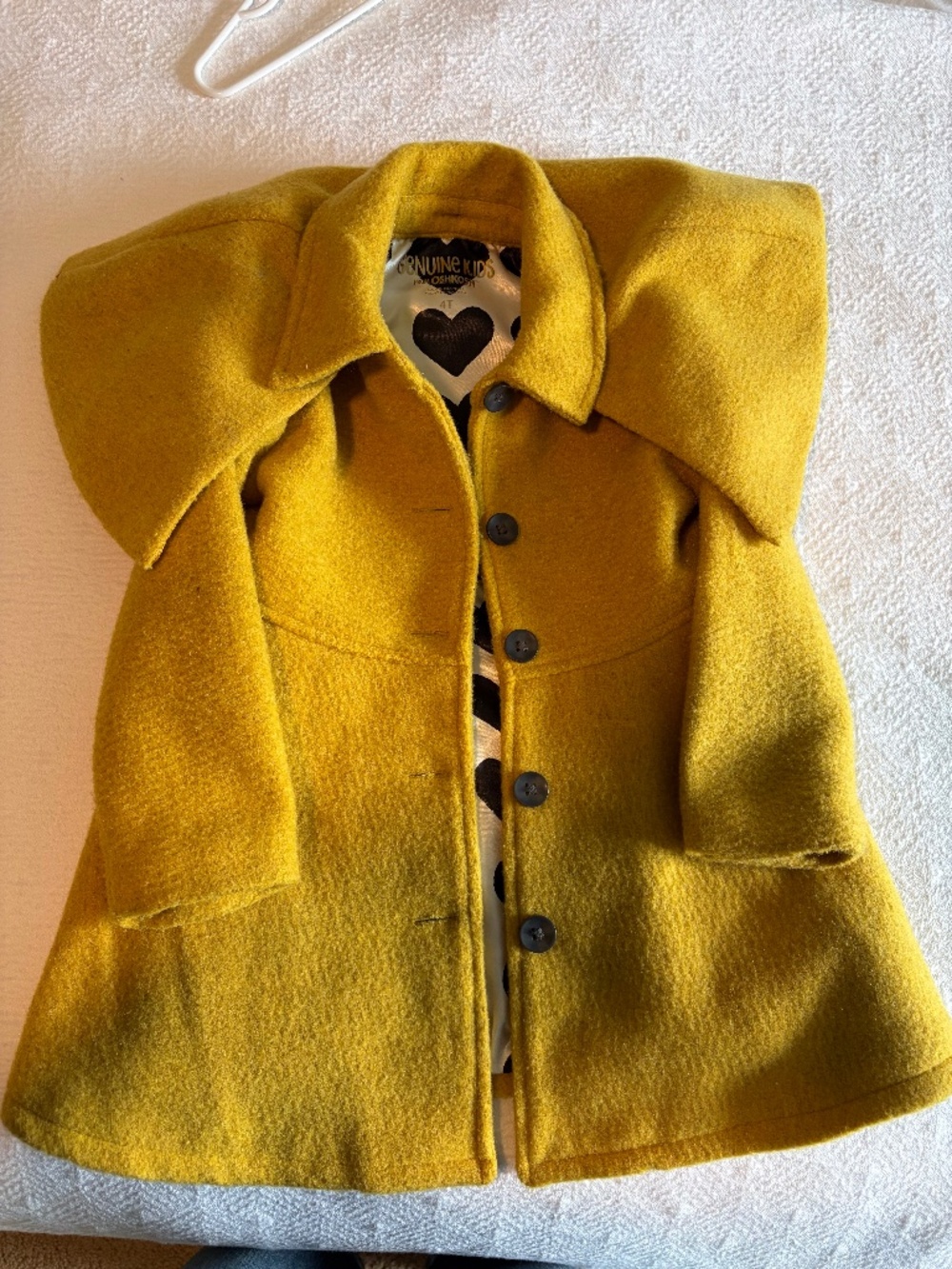 Girls Button-up Yellow Pea Coat